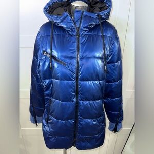 NWT polydeer metallic blue puffer winter jacket size XL